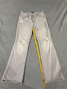 metrostyle Light Gray Distressed Flare Jeans